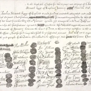 Copy of the Death Warrant of King Charles I, c1648 Print Copy of the Death Warrant of King Charles I, c1648 Print