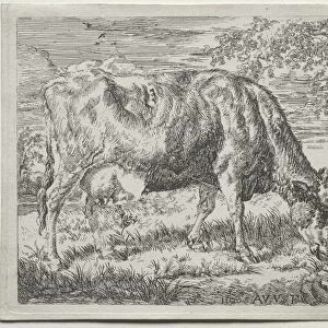 Cow and Two Sheep at the Foot of a Tree, 1670. Creator: Adriaen van de Velde (Dutch, 1636-1672)