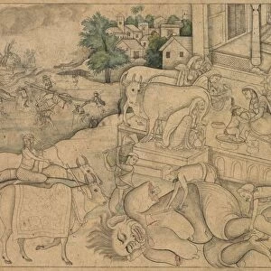 Cremation of the Demoness Putana, from a Krishna-Lila, c. 1790. Creator: Unknown