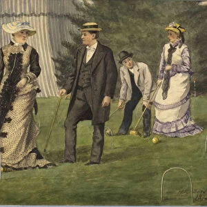 The croquet game, 1875. Creator: Burdick, Horace Robbin (1844-1942)