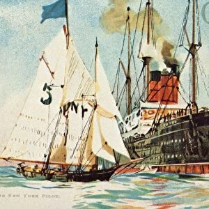 Cunard Line - Picking Up the New York Pilot, c1904. Creator: Unknown
