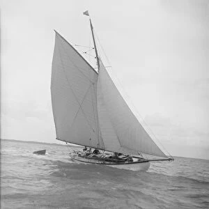The cutter Nanette sailing close-hauled, 1911. Creator: Kirk & Sons of Cowes
