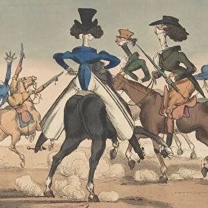 Dandies in Rotten Row, January 21, 1819. Creator: William Heath