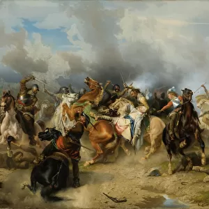 Death of King Gustav II Adolf of Sweden at the Battle of Lutzen on 6 November 1632, 1855