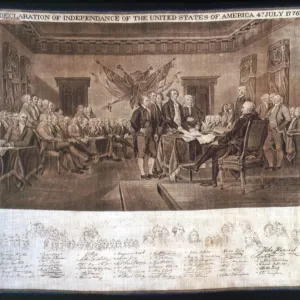 1876 Print: Declaration of Independence Handkerchief, United States