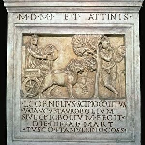 Depiction of Cybele on a Roman altar