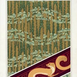Designs for wallpaper, border and silk fabric, pub. 1897. Creator: Maurice Pillard Verneuil