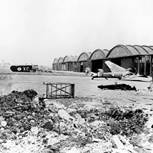 Destroyed aircraft at Le Bourget airfield, German-occupied Paris, July 1940