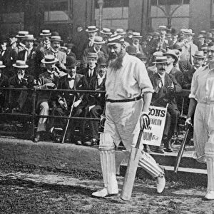 Dr WG Grace, English cricketer, walking out to bat, c1899. Artist: WA Rouch