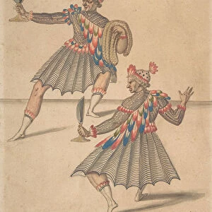 Drawing of Two Americans for Ballet de la Douairiere de Billebahaut, 1626