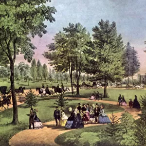 The Drive, Central Park, 1862. Artist: Currier and Ives