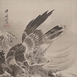 Eagle Attacking Fish, ca. 1887. Creator: Kawanabe Kyosai
