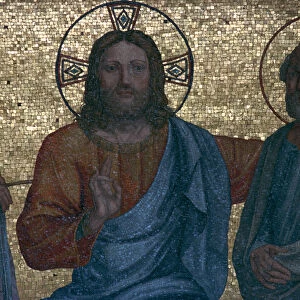 Early Christian mosaic of Christ with the Saints Paul and Peter, 1st century