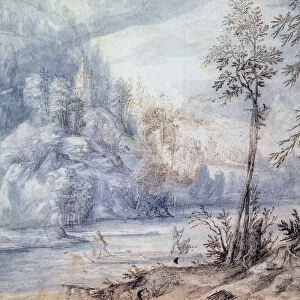 Edge of River with Raft, 17th century. Artist: Paulus van Vianen II