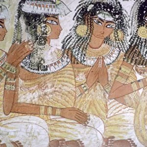 Egyptian wall-painting of musicians at a banquet