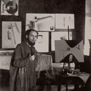 El Lissitzky in his studio in Vitebsk, 1919. Creator: Anonymous