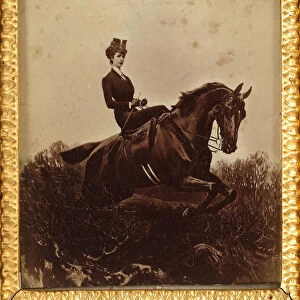 Empress Elisabeth on horseback, c. 1890. Creator: Anonymous