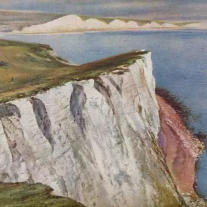 Seven Sisters, Sussex Downs, England - c1930s Print Seven Sisters, Sussex Downs, England - c1930s Print