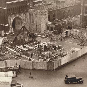 Erecting the annexe to Westminster Abbey in advance of King George VIs coronation, 1937