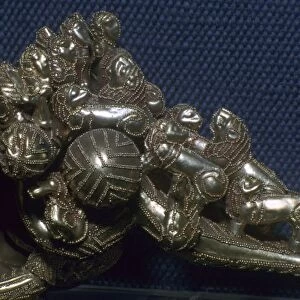 Detail of an Etruscan gold fibula showing gold working techniques, 7th century BC