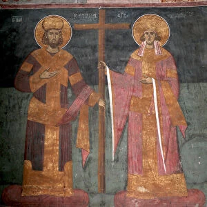 Exaltation of the Cross. Saints Constantine the Great and Helena, ca 1350. Artist: Anonymous
