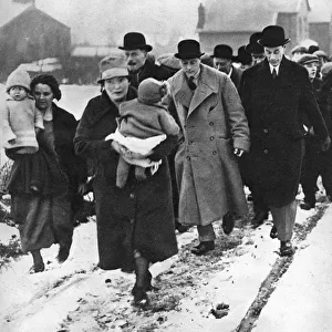The future Edward VIII walking in the snow in Winlaton, County Durham, 1929