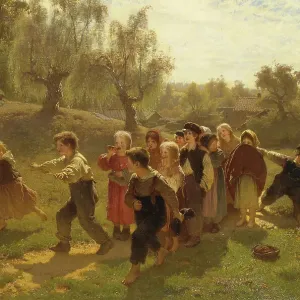 Print of a Young Woman Playing a Board Game