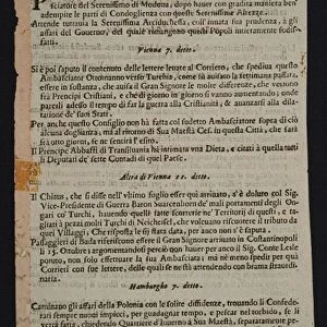 Gazzetta di Mantova - oldest Italian newspaper, 1665. Artist: Historic Object