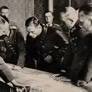General Heinz Guderian (2nd from right) and the Red Army commissar Borovensky (3nd from right) durin