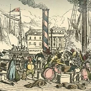 Getting on Board the Margate Steam Packet at London Bridges Wharf, 1838. Artist: William Heath