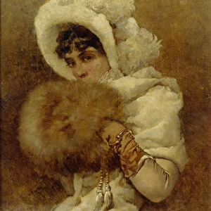 Girl with a Muff, 1884. Artist: Makovsky, Vladimir Yegorovich (1846-1920)