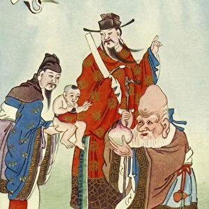 The Gods of Happiness, Office, and Longevity, 1922. Creator: Unknown