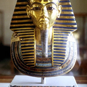 Gold and lapis lazuli funerary mask of Tutankamun, King of Egypt, mid 14th century BC