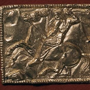 Gold plaque showing a Scythian hunter, 5th century BC