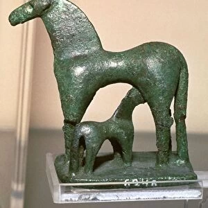Greek bronze horse and foal, 9th century BC