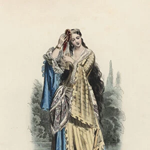Greek Princess, color engraving 1870
