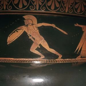 Greek vase showing Memnon fighting Achilles