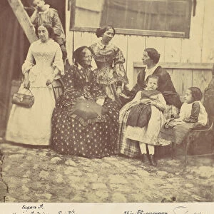 [Group Portrait of Four Women and Three Children], 1850s-60s. Creator: Franz Antoine