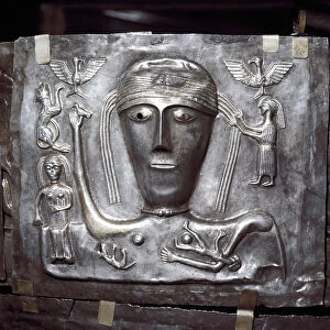 Gundestrup Cauldron, Celtic Goddess with eagles, Danish, c100 BC