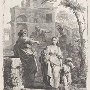Hagar Sent into the Wildnerness, 1758. Creator: Francesco Bartolozzi