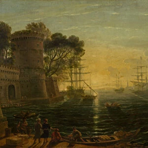Harbor at Sunset, late 17th century. Creator: Claude Lorrain, Follower of