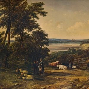 A Harbour surrounded by Wooded Hills and Meadows with Cattle, 1859, (1938). Artist: Alfred Vickers