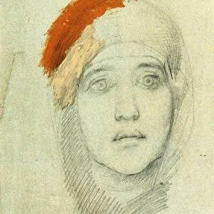 Head of a Woman, 1884. Artist: Vrubel, Mikhail Alexandrovich (1856-1910)