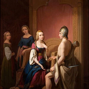 Heimdall returns the Brisingamen to Freya, 1846. Artist: Blommer, Nils Jakob (1816-1853)