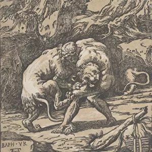 Hercules and the Nemean Lion, 1540-50. 1540-50. Creator: Niccolo Vicentino