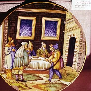The Institution of Passover, Italian Earthenware plate from Urbino, c1540-1545