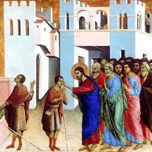 Jesus Opens the Eyes of the Man born Blind, 1311. Artist: Duccio di Buoninsegna