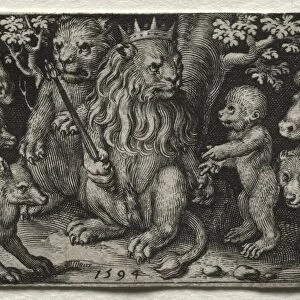 The King of Beasts, 1594. Creator: Nicolaes de Bruyn (Netherlandish, 1571-1656); A