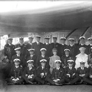King George V and Queen Mary with the crew of HMY Victoria and Albert, c1935