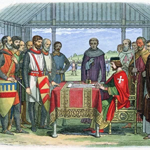 King John signing the Magna Carta at Runnymede, Surrey, 15 June 1215 (1864)